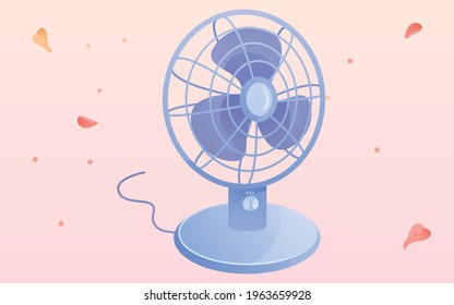 Vintage electric fan wind - air cooling in hot weather, illustration vector design.Vector illustration in flat style.

