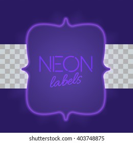 Vintage electric framework with bright neon lights. Purple light with transparent glow. Vector illustration