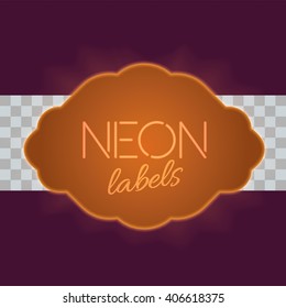 Vintage electric framework with bright neon lights. Goldlight with transparent glow. Vector illustration