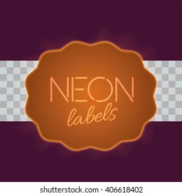 Vintage electric framework with bright neon lights. Goldlight with transparent glow. Vector illustration
