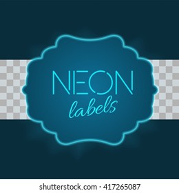 Vintage electric framework with bright neon lights. Blue light with transparent glow. Vector illustration