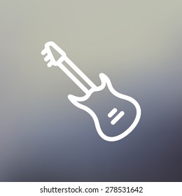 Vintage electric guitar icon thin line for web and mobile, modern minimalistic flat design. Vector white icon on gradient mesh background.