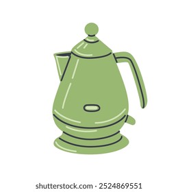 Vintage electric kettle. Doodle retro style teapot. Hand drawn isolated pastel vector illustration.