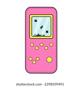 Vieja consola electrónica de juegos. Juego retro con pantalla y botones. Nostalgia de los años 90. 