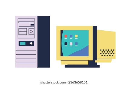 Computadora Retro, Electrónica Vintage, Encarna La Nostalgia Con Su Diseño Clásico, Mostrando La Evolución De La Tecnología