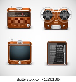 vintage electronics vector icons