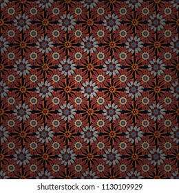 Vintage elegance ornament. Floral pattern with abstract flowers. Wedding flowers design in gray, black and red colors. Vector seamless texture with stylized flowers.