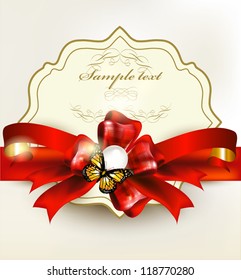 Vintage elegant  background with bow and ribbon