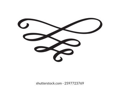 vintage elegant divider or separator hand drawn element. swirl or corner decorative ornament. curly line filigree design element. Vector illustration