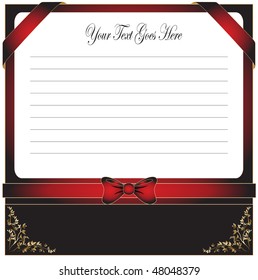 vintage elegant frame with red ribbon