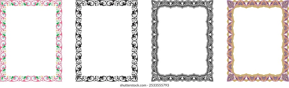 Vintage elegant frames collection. Decorative vintage frames for design. Set of decorative ornament border frames