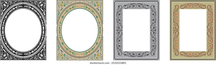 Vintage elegant frames collection. Decorative vintage frames for design. Set of decorative ornament border frames