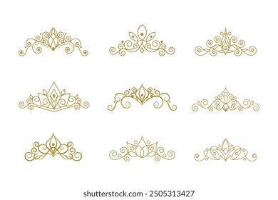 Vintage Elegant Gold Tiara icon Illustration design template