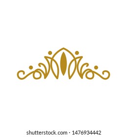 vintage elegant gold tiara logo illustration template design vector in isolated white background