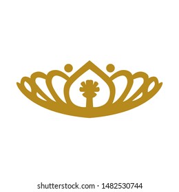 vintage elegant gold tiara logo illustration template design vector in isolated white background