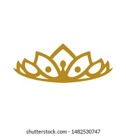 vintage elegant gold tiara logo illustration template design vector in isolated white background