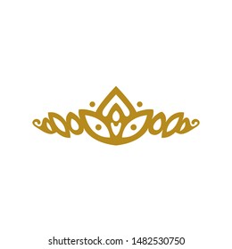 vintage elegant gold tiara logo illustration template design vector in isolated white background