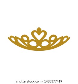 vintage elegant gold tiara logo illustration template design vector in isolated white background