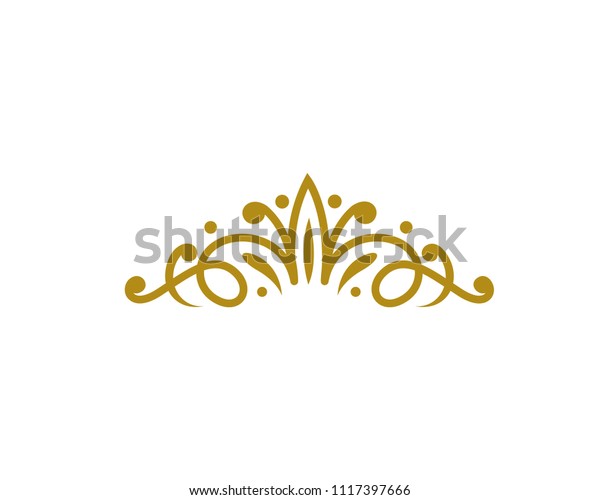Vintage Elegant Gold Tiara Logo Illustration\
In Isolated White\
Background