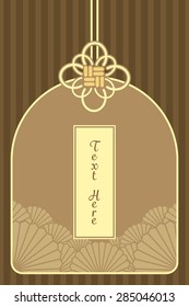 Vintage Elegant Golden Japanese And Chinese Invitation Charm Card Template