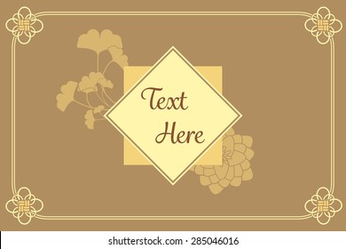 vintage elegant golden Japanese and Chinese invitation charm card template