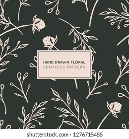 Vintage Elegant Hand-Drawn Floral Seamless Pattern