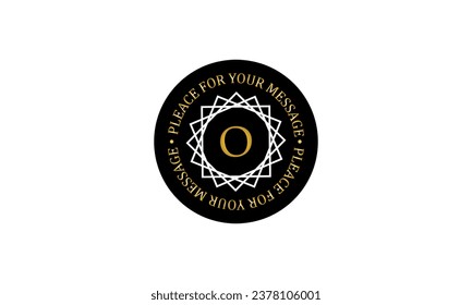 Vintage elegant linear logo, monogram design template with letter O in the center. Vector illustration on a dark background and space for text in a circle.