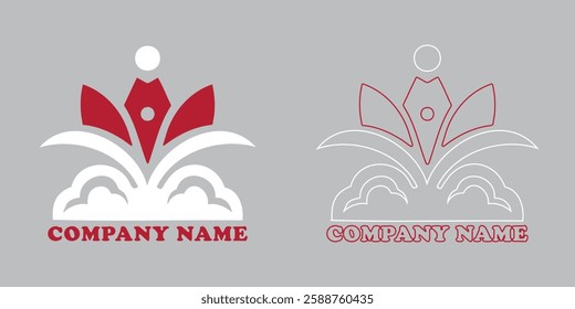 Vintage  Elegant Logo Design Featuring a Stylized Flower and Quill
