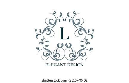 Vintage elegantes Logo mit Initialen L auf hellem Hintergrund. Exklusives Monogramm für Restaurants, Clubs, Boutiquen, Cafés, Hotelkarten. Business-Stil und Marke des Unternehmens.