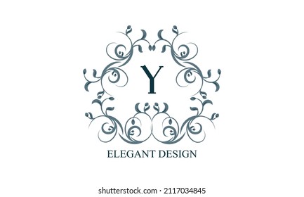 Elegante logo vintage con las iniciales Y en un fondo claro. Monograma exclusivo para restaurantes, clubes, boutiques, cafés, tarjetas de hotel. Estilo de negocio y marca de la empresa.