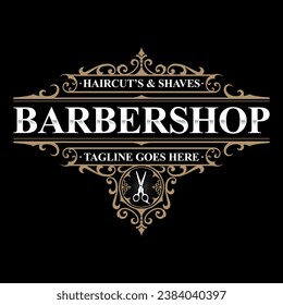 Vintage elegant luxury logo design. Antique label. Suitable for barber shop tattoo studio beer brewing wine shop signage whiskey label salon.