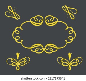 Vintage elegant monograms.  Graphic vector illustration for decoration greeting card, invitation, flyer, banner, label, logo, icon. Retro swirl elementrs for cover book. Abstract wedding template 