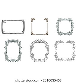 Vintage elegant ornament divider and frames collection. Classic divider and frame element for design. Swirl floral element collection