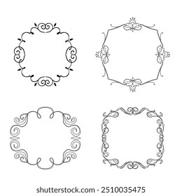 Vintage elegant ornament divider and frames collection. Classic divider and frame element for design. Swirl floral element collection