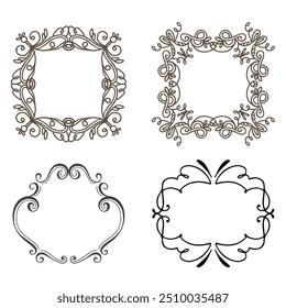 Vintage elegant ornament divider and frames collection. Classic divider and frame element for design. Swirl floral element collection