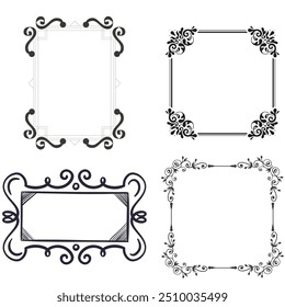 Vintage elegant ornament divider and frames collection. Classic divider and frame element for design. Swirl floral element collection