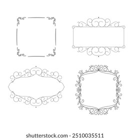 Vintage elegant ornament divider and frames collection. Classic divider and frame element for design. Swirl floral element collection