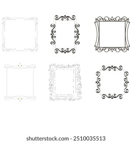 Vintage elegant ornament divider and frames collection. Classic divider and frame element for design. Swirl floral element collection