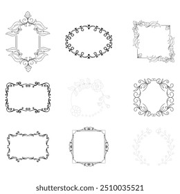 Vintage elegant ornament divider and frames collection. Classic divider and frame element for design. Swirl floral element collection