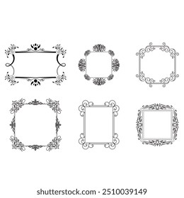 Vintage elegant ornament divider and frames collection. Classic divider and frame element for design. Swirl floral element collection