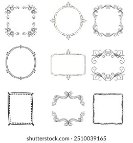 Vintage elegant ornament divider and frames collection. Classic divider and frame element for design. Swirl floral element collection