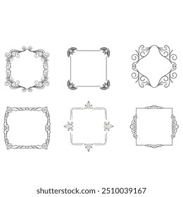 Antiguas elegante separador de adornos y marcos de colección. Divisor clásico y elemento de marco para el diseño. Remolino elemento floral colección