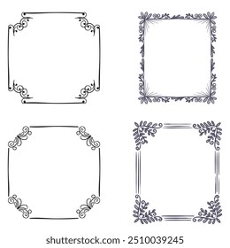 Vintage elegant ornament divider and frames collection. Classic divider and frame element for design. Swirl floral element collection