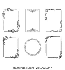 Vintage elegant ornament divider and frames collection. Classic divider and frame element for design. Swirl floral element collection