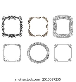 Vintage elegant ornament divider and frames collection. Classic divider and frame element for design. Swirl floral element collection