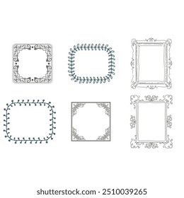 Vintage elegant ornament divider and frames collection. Classic divider and frame element for design. Swirl floral element collection