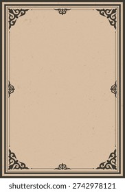 Vintage Elegant Ornamental Border Frame on Aged Parchment Background