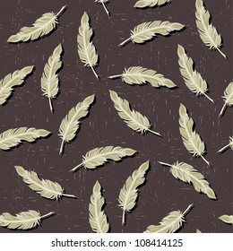 Vintage elegant seamless pattern with feathers