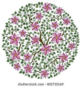 Vintage elegant vector background with a bouquet of flowers . Hand Drawn Ornament with Floral Wreath. Template for Greeting Card. Paisley Flowers Illustration Design