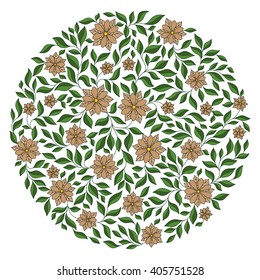 Vintage elegant vector background with a bouquet of flowers . Hand Drawn Ornament with Floral Wreath. Template for Greeting Card. Paisley Flowers Illustration Design